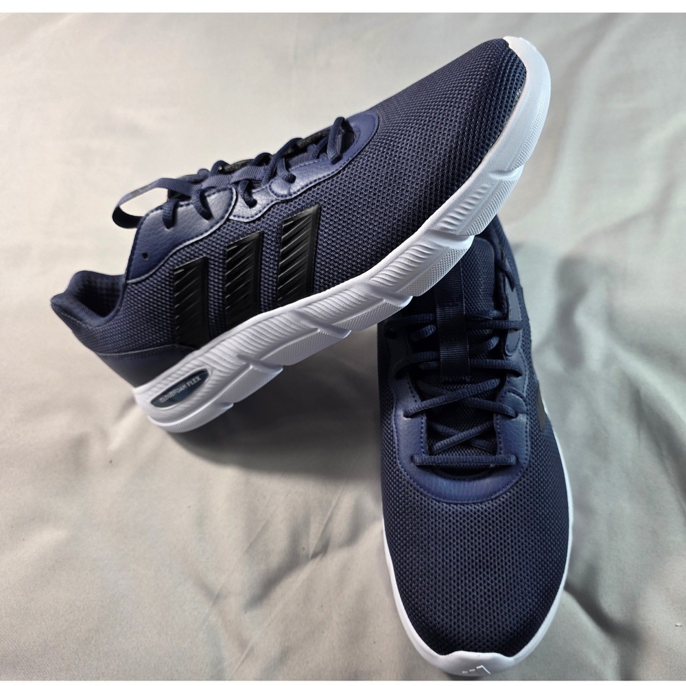 Adidas Cloudfoam Flex Men 11 Navy Black Wide Fit Running Shoes HQ4853 NEW